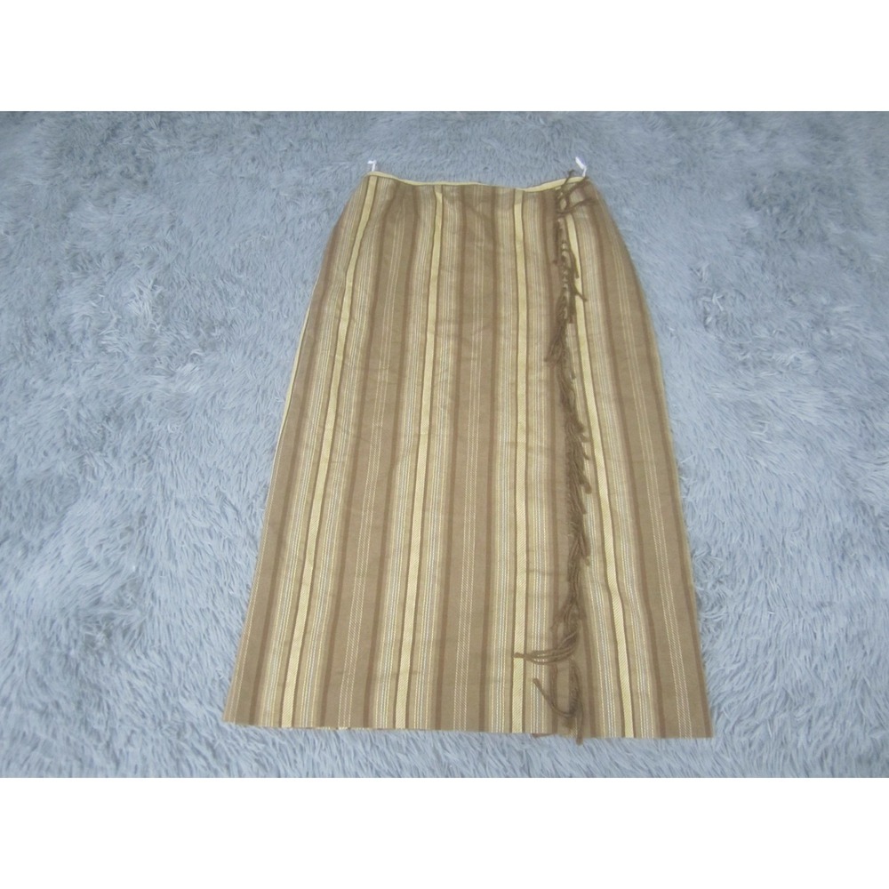VTG Norton McNaughton Skirt Womens 10 Brown Stripe Twill Fringe Tassel Career